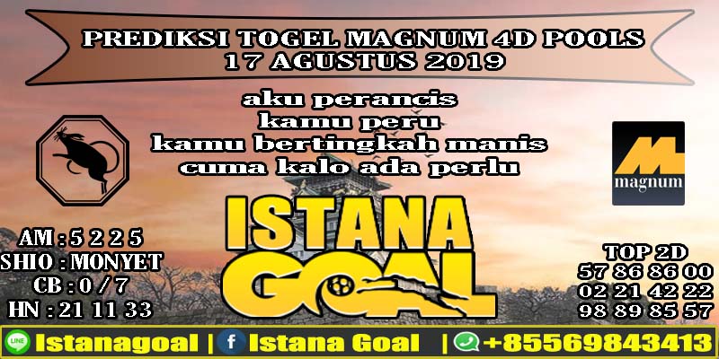 PREDIKSI TOGEL MAGNUM 4D POOLS 17 AGUSTUS 2019