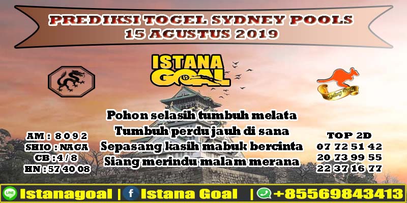 PREDIKSI TOGEL SYDNEY POOLS 15 AGUSTUS 2019