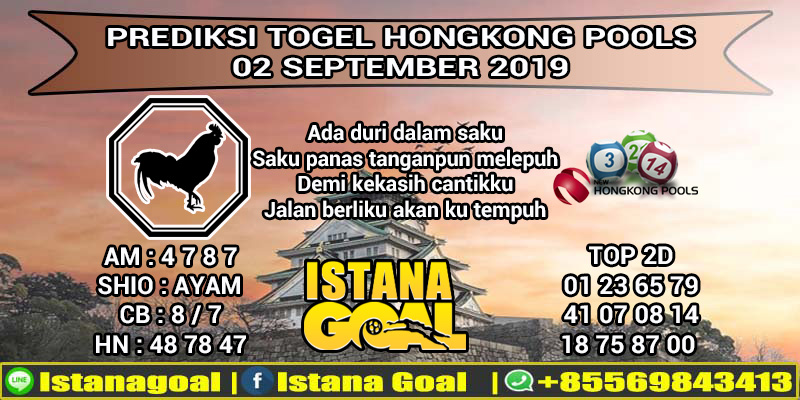 PREDIKSI TOGEL HONGKONG POOLS 02 SEPTEMBER 2019