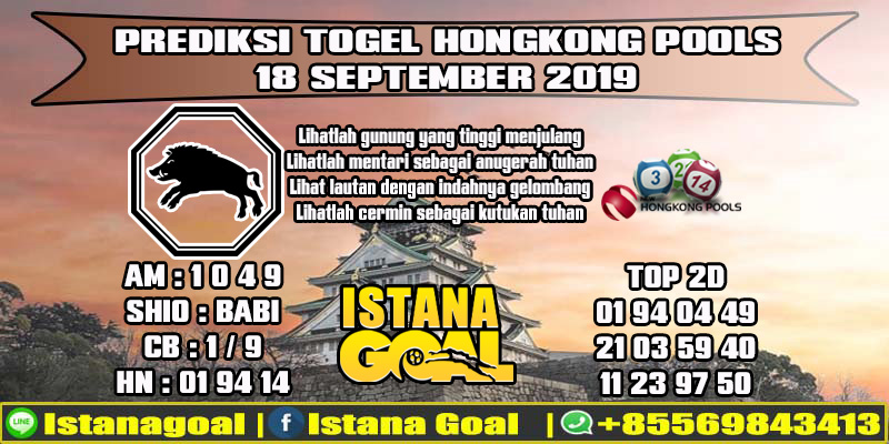 PREDIKSI TOGEL HONGKONG POOLS 18 SEPTEMBER 2019