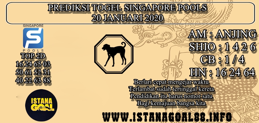 PREDIKSI TOGEL SINGAPORE POOLS 20 JANUARI 2020