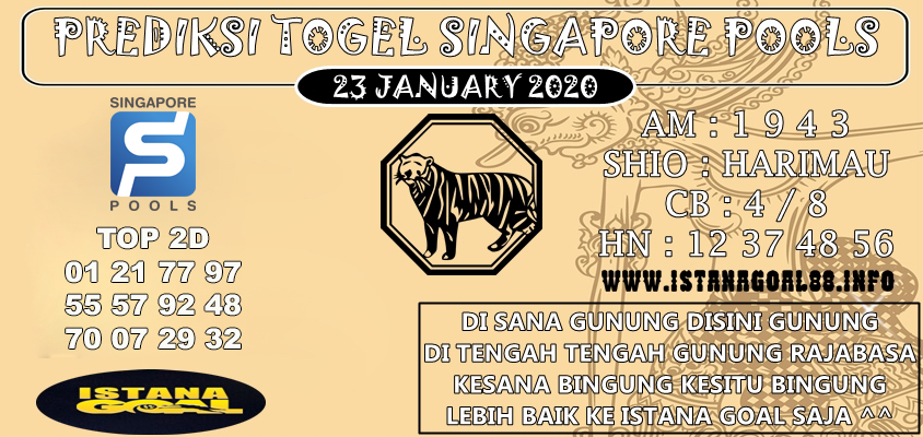 PREDIKSI TOGEL SINGAPORE POOLS 23 JANUARI 2020