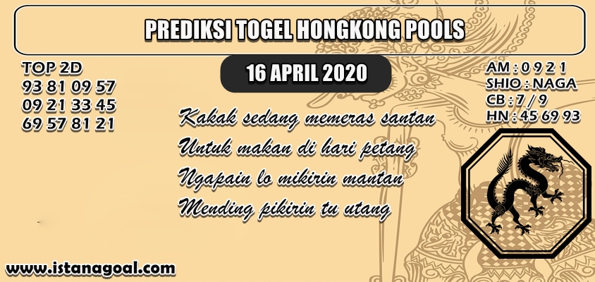 PREDIKSI TOGEL HONGKONG POOLS 16 APRIL 2020