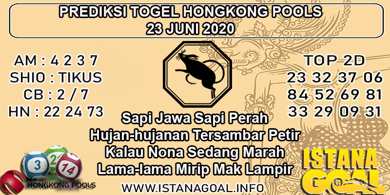 PREDIKSI TOGEL HONGKONG POOLS 23 JUNI 2020