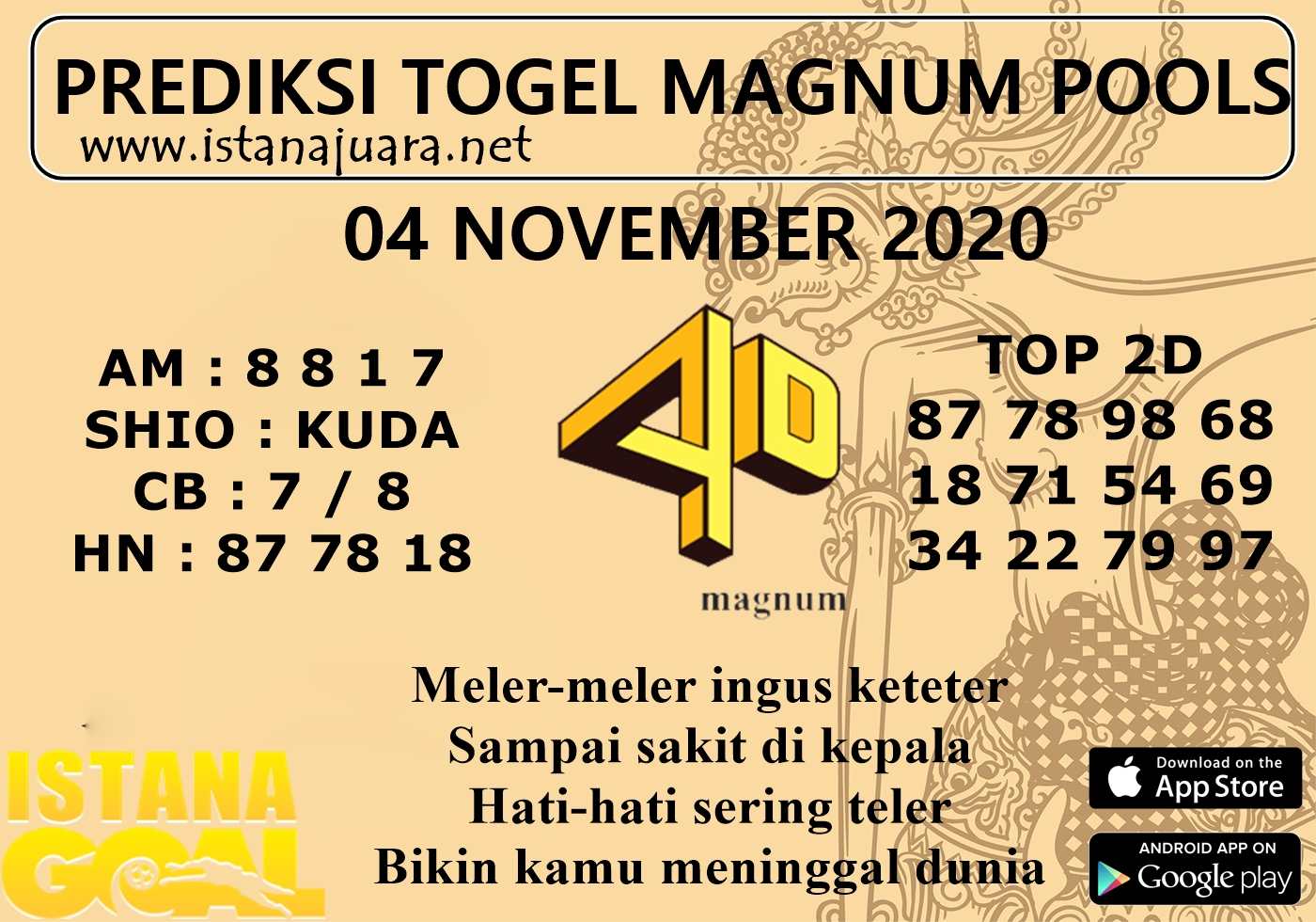 PREDIKSI TOGEL MAGNUM POOLS 04 NOVEMBER 2020